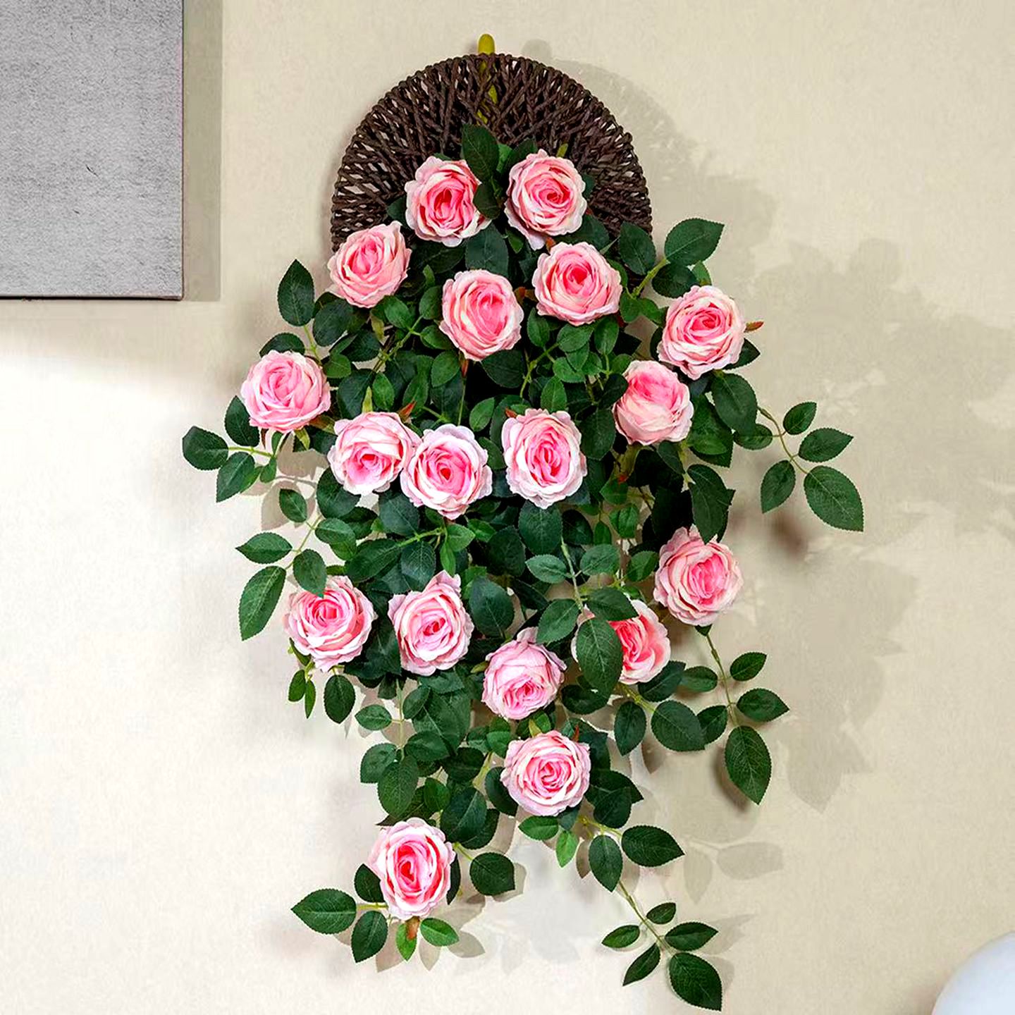 仿真雪山泡芙玫瑰壁挂花装饰墙面