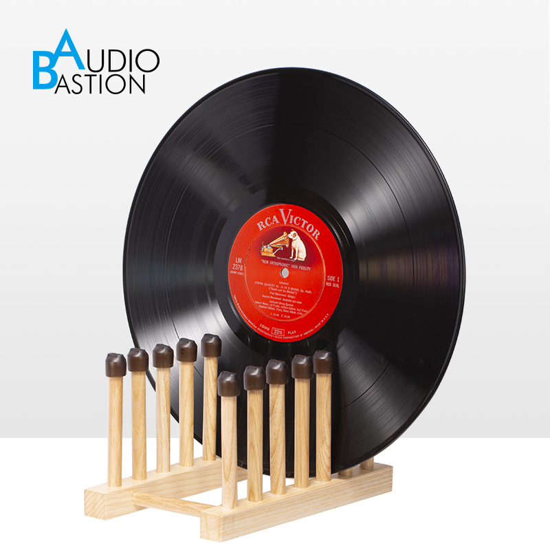 黑胶唱片晾干架展示AudioBastion白蜡木清洗LP收纳架摆放两用支架