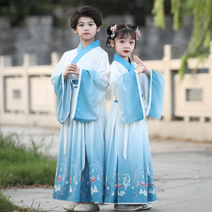 儿童汉服国学服新款男童中国风古装朗诵书童服装小学生女童演出服