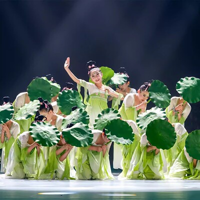 江南可采莲演出服女古典舞儿童鱼戏莲叶间舞蹈服装荷花道具夏荷风