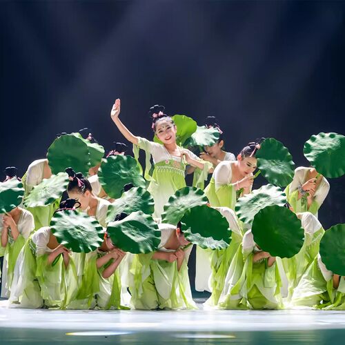 江南可采莲演出服女古典舞儿童鱼戏莲叶间舞蹈服装荷花道具夏荷风