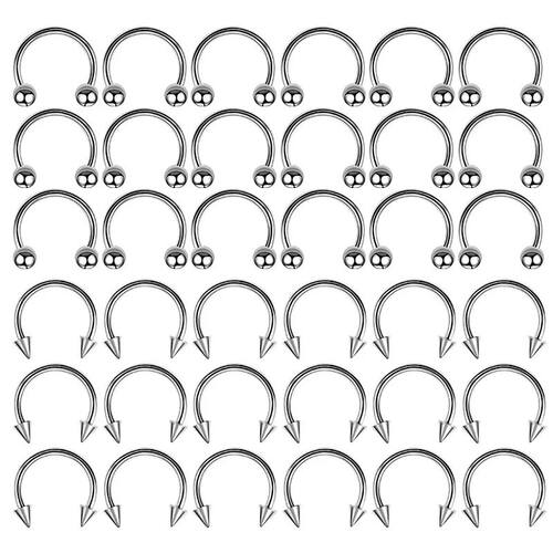 36PC Stainless Steel Horseshoe Septum Piercing Lot