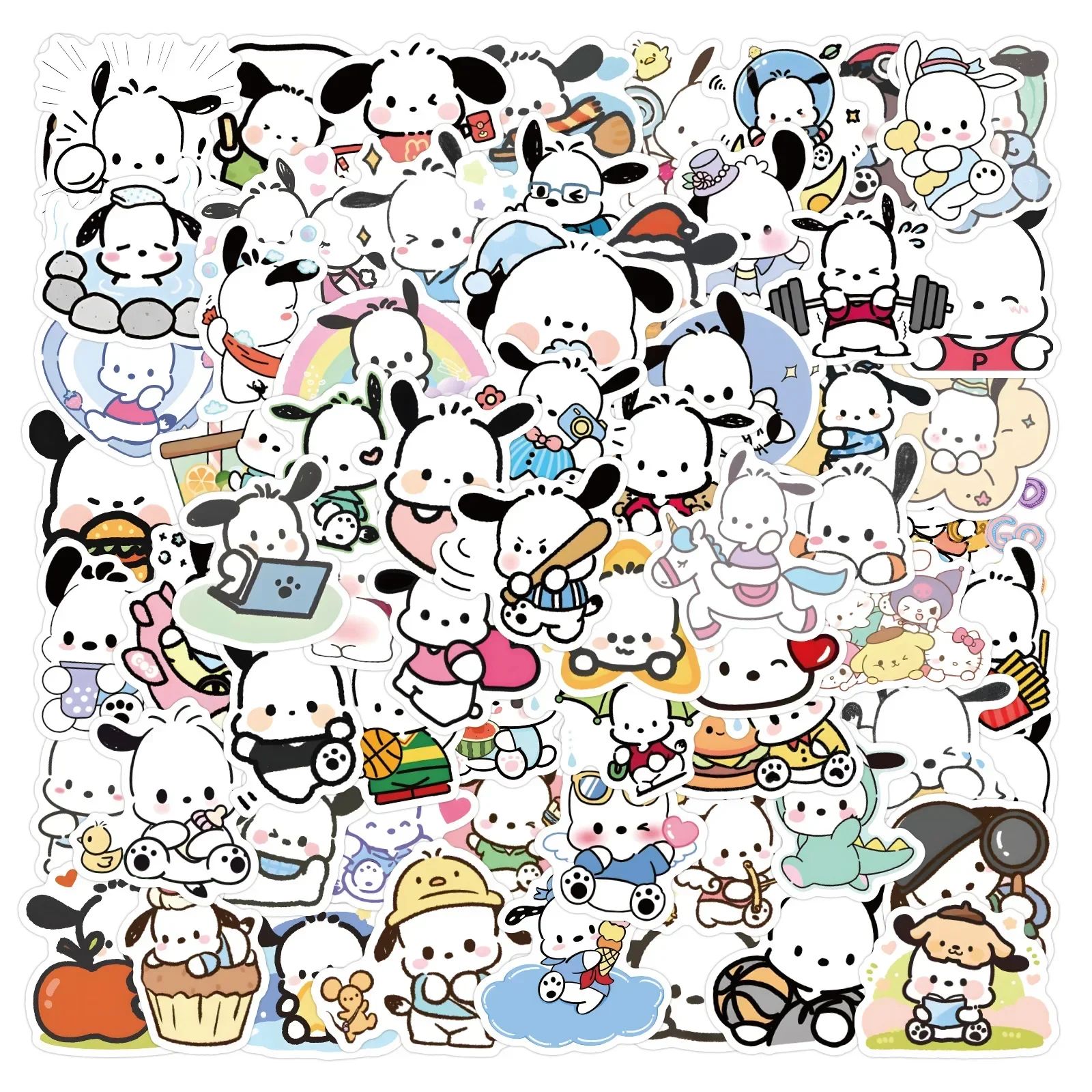 60/120PCS Cute Pochacco Sanrio Stickers Kids Toys DIY Phone