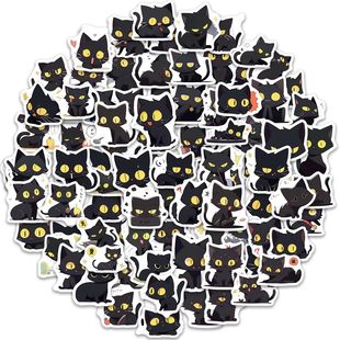 100PCS Black Cat Family Cartoon Stickers Cat Exquisite