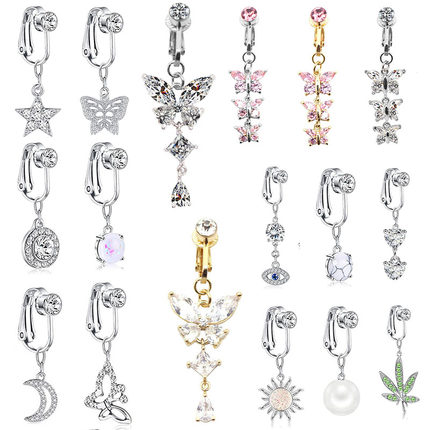 Faux Fake Belly Butterfly Fake Belly Piercing Heart Clip On
