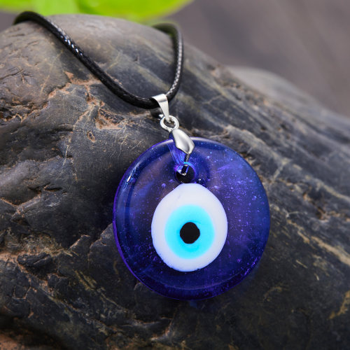 Vintage Turkish Evil Eye Pendant Choker Necklace Lucky Blue