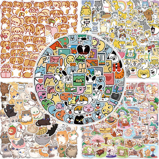 100pcs Funny Cat Stickers Cartoon Cute Decals Toy Stationery