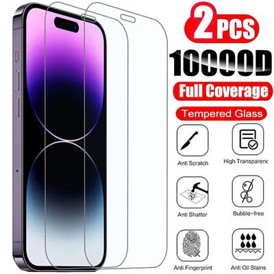 2Pcs Tempered Glass for IPhone 14 13 12 11 Pro Max Screen