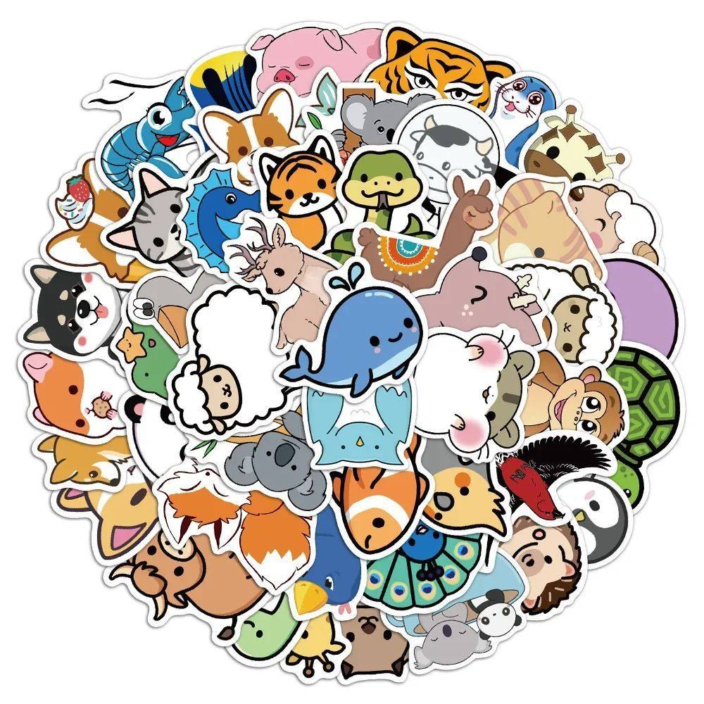 50pcs Little Animal Stickers Pack Waterproof Phone Case
