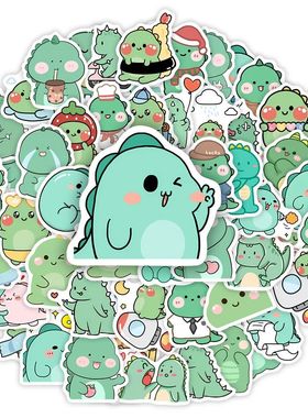 Cartoon Green Dinosaur Stickers Fun DIY Kids Toy Gift Decal