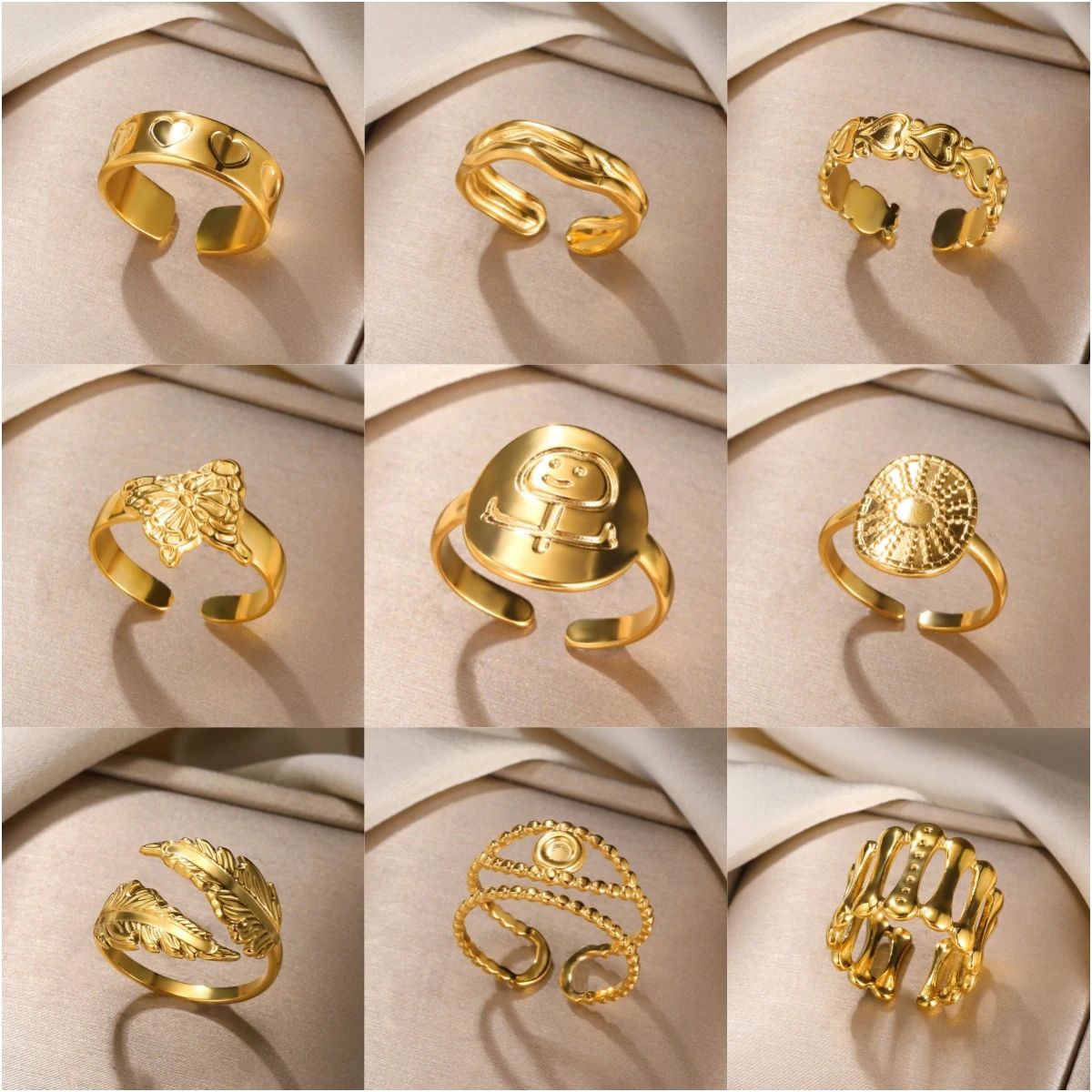 Feather Anillos Mujer Stainless Steel Rings For Women Gold