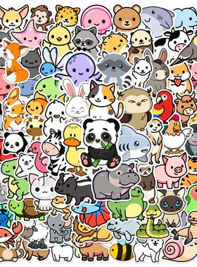 100PCS Cute Cartoon Animals Mix Graffiti Stickers DIY Phone