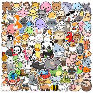 100PCS Cute Cartoon Animals Mix Graffiti Stickers DIY Phone