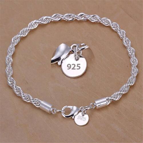 New High quality 925 Sterling Silver 4MM Women Men chain