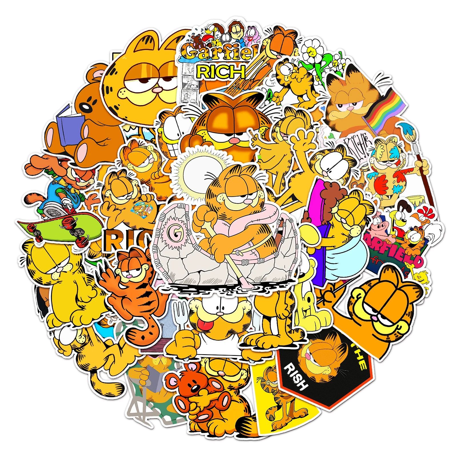 50pc Orange Cat Series Cartoon Cute Graffiti Stickers