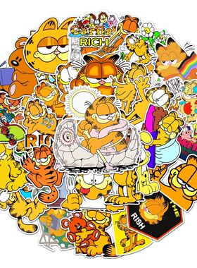 50pc Orange Cat Series Cartoon Cute Graffiti Stickers