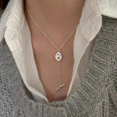 2024n Vintage Simple Long Tassel Clavicle Chain Necklace