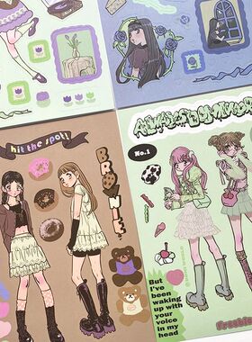 Character Scrapbook Deco Stickers Korean Sticker for Arts