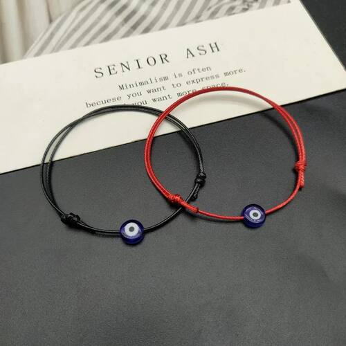 2 pcs Flat Blue Evil Eye Woven Men Lucky Bracelet Women