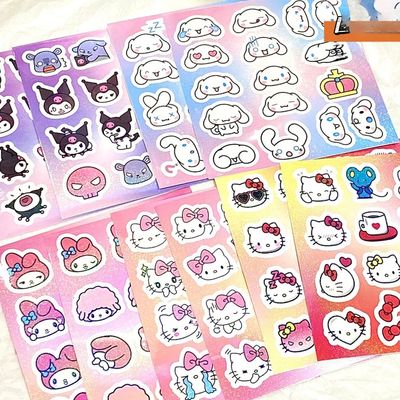 2Sheets Kawaii Sanrio Cartoon Stickers Kuromi Melody Hello