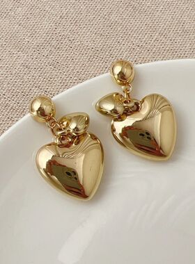 Vintage Gold Color Plated Love Drop Earrings for Women