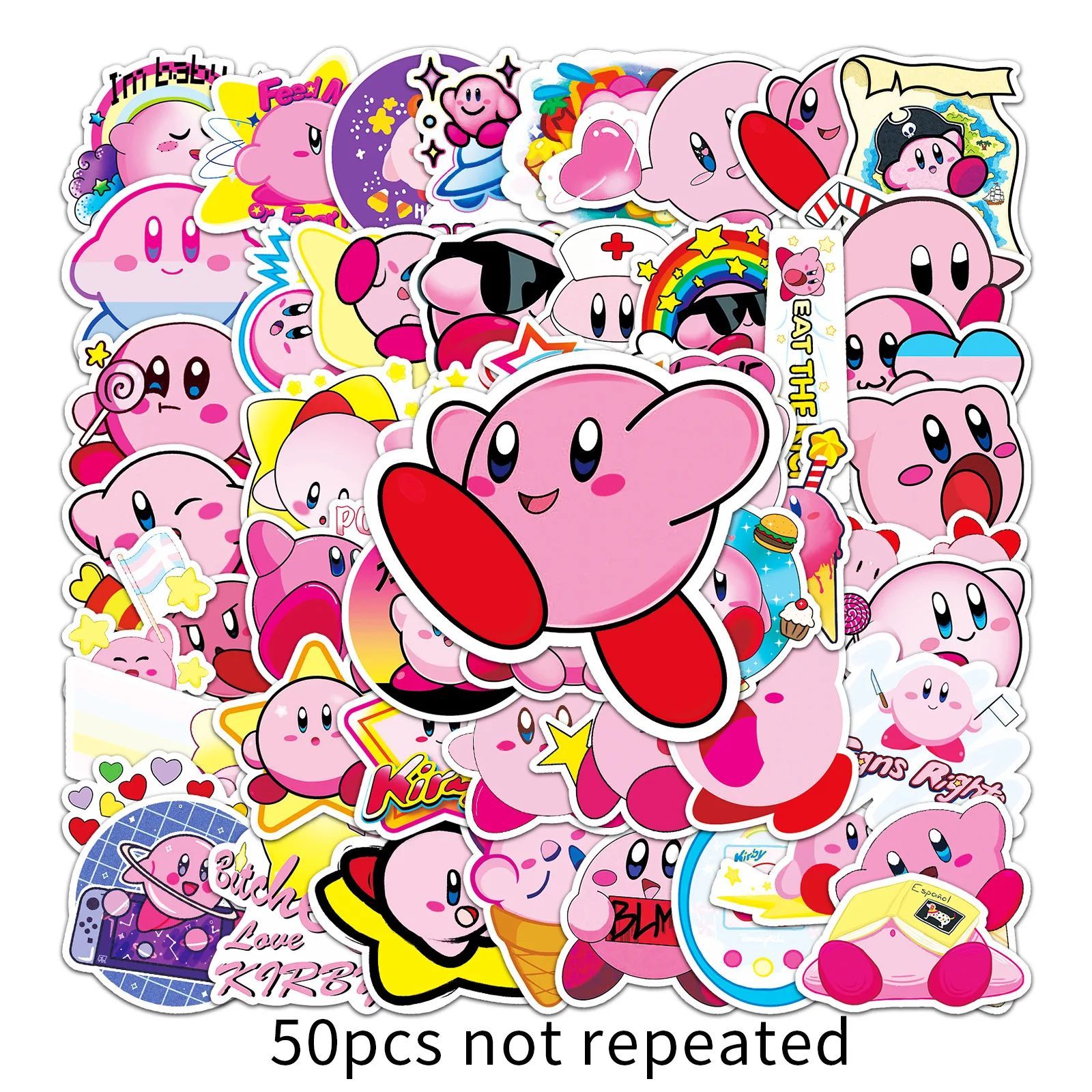 50PCS Cute Kawaii Kirby Cartoon Graffiti Sticker Water