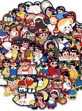 50PCS Doraemon Girl Stickers Cartoon Cute Account Material