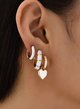 2024Shiny CZ Zircon Piercing Ear Buckle Female Hoop Earring