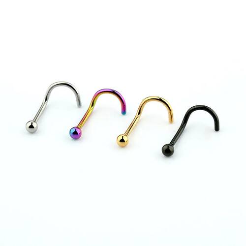 1Pc Titanium Steel Nose Piercing 0.8mm 20G Bar Black Gold