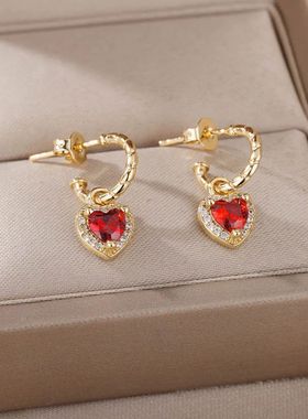 Heart-shaped Crystal Stud Earrings For Women Fashion Shiny