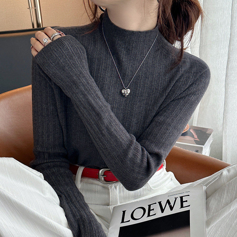 打底衫女秋冬灰色高级感毛衣2025新款半高领针织内搭冬季中领上衣,女装/女士精品,毛衣,淘宝优惠券,粉丝福利购,淘宝优惠卷