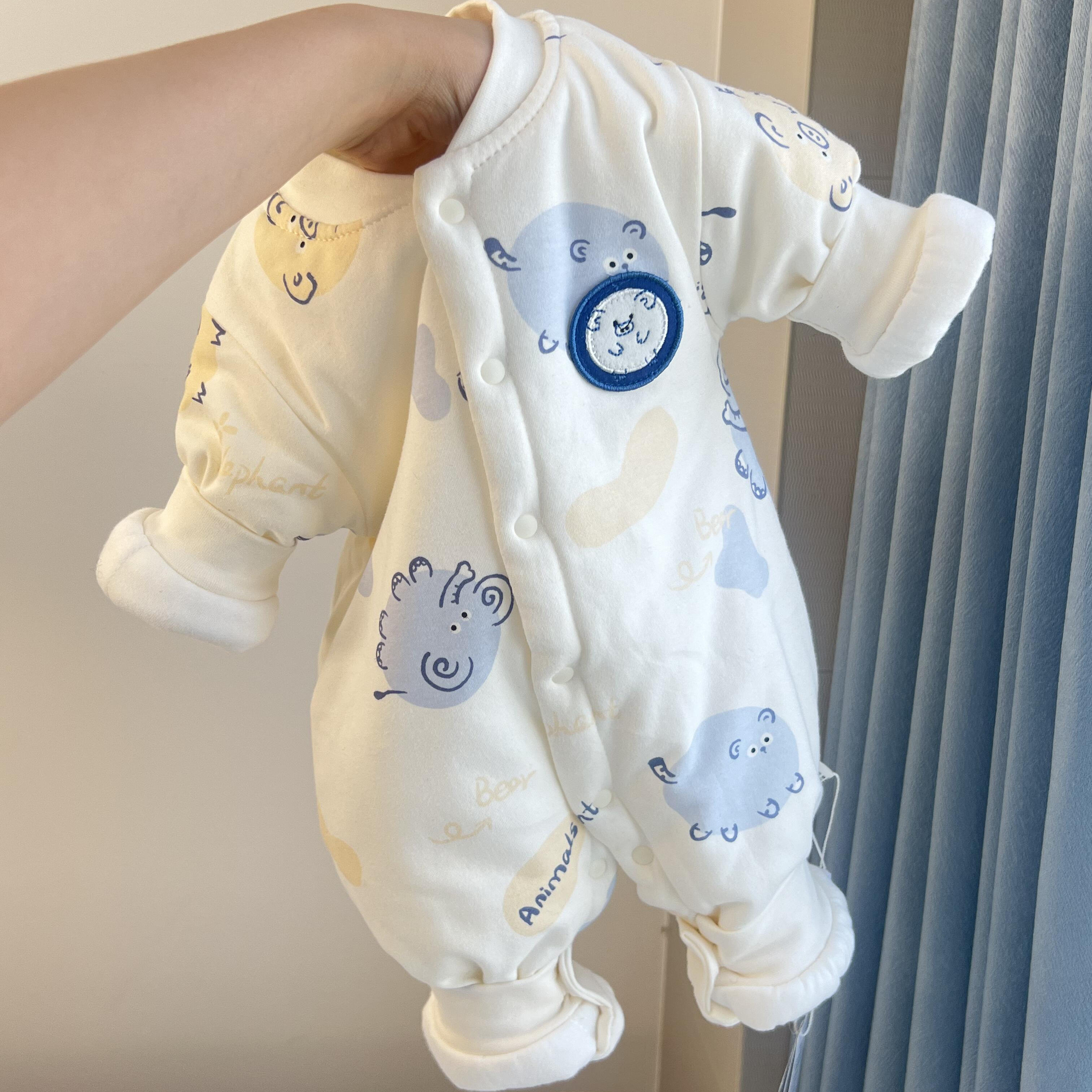 婴儿秋冬加厚棉连体衣A类爬服