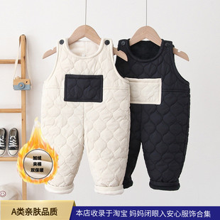 3棉裤 儿童羽绒棉背带裤 儿童0 宝宝休闲舒适加绒保暖吊带棉裤 冬季