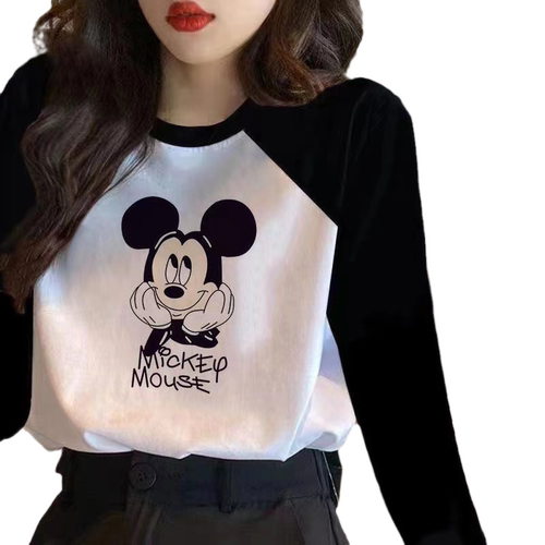长袖t恤女ins2026年春秋新款宽松韩版白色加绒上衣服圆领卫衣女生