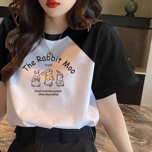 200斤胖mm插肩袖t恤女短袖纯棉夏季设计感小众遮肚大码宽松上衣服