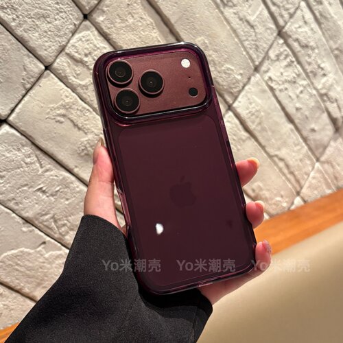 新款勃艮第酒红色适用于苹果18promax手机壳果冻透感iPhone18Pro保护套个性高级17promax全包15/16男女防摔14