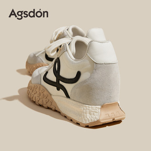 奥古狮登正品厚底德训鞋女2026新款春季复古休闲小白鞋阿甘软底运