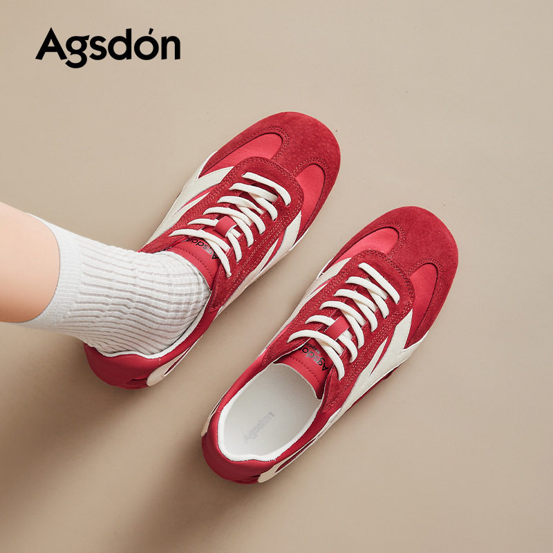 奥古狮登正品红色德训鞋女2025新款秋季复古芭蕾阿甘运动鞋平底休,女鞋,德训鞋,淘宝优惠券,粉丝福利购,淘宝优惠卷
