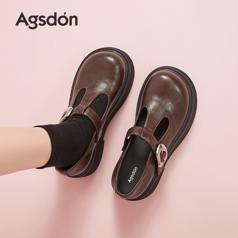 奥古狮登正品乐福鞋女2026新款夏季厚底棕色复古英伦风小皮鞋豆豆,女鞋,乐福鞋（豆豆鞋）,淘宝优惠券,粉丝福利购,淘宝优惠卷