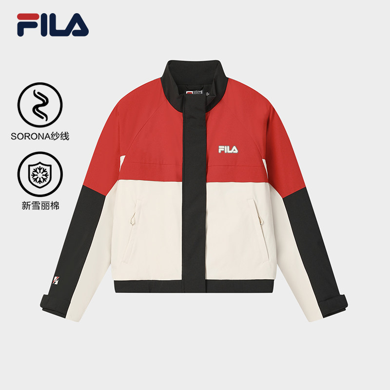 FILA 斐乐官方女士棉服2026春新款时尚休闲宽松拼色夹克保暖外套