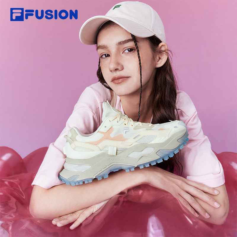 FILA FUSION斐乐潮牌女鞋BIANCO厚底潮鞋2024秋新款硬糖鞋跑步鞋