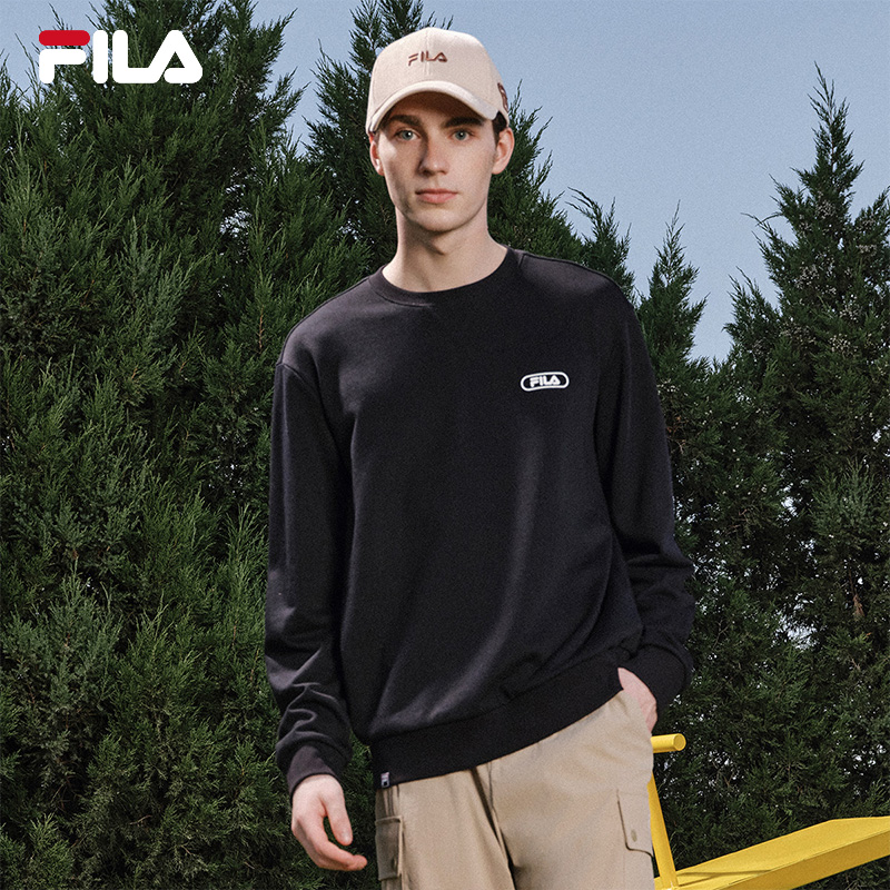 FILA 斐乐官方男子套头卫衣2025冬新款休闲简约宽松针织长袖上衣