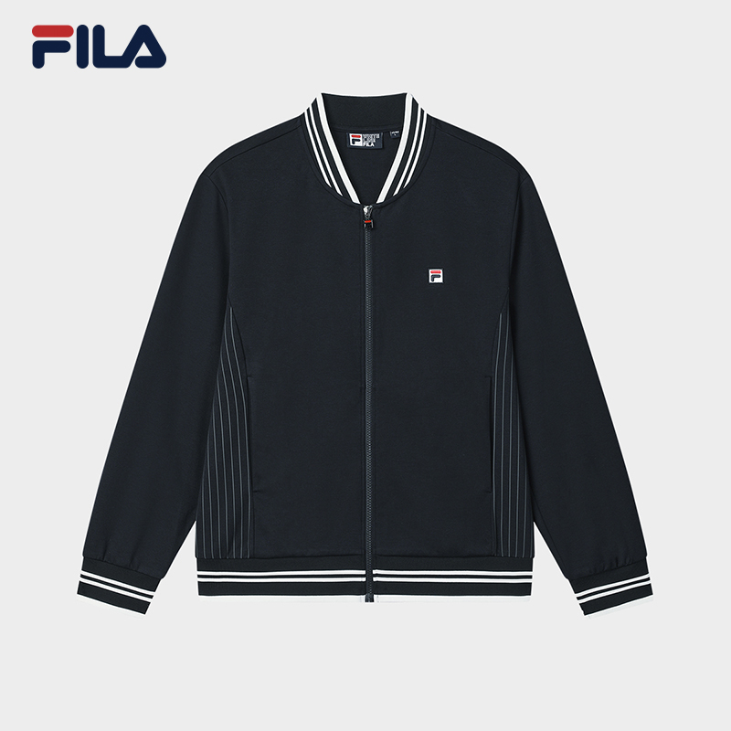 FILA 斐乐官方男士针织长袖外套2025夏季新款舒适简约休闲棒球服