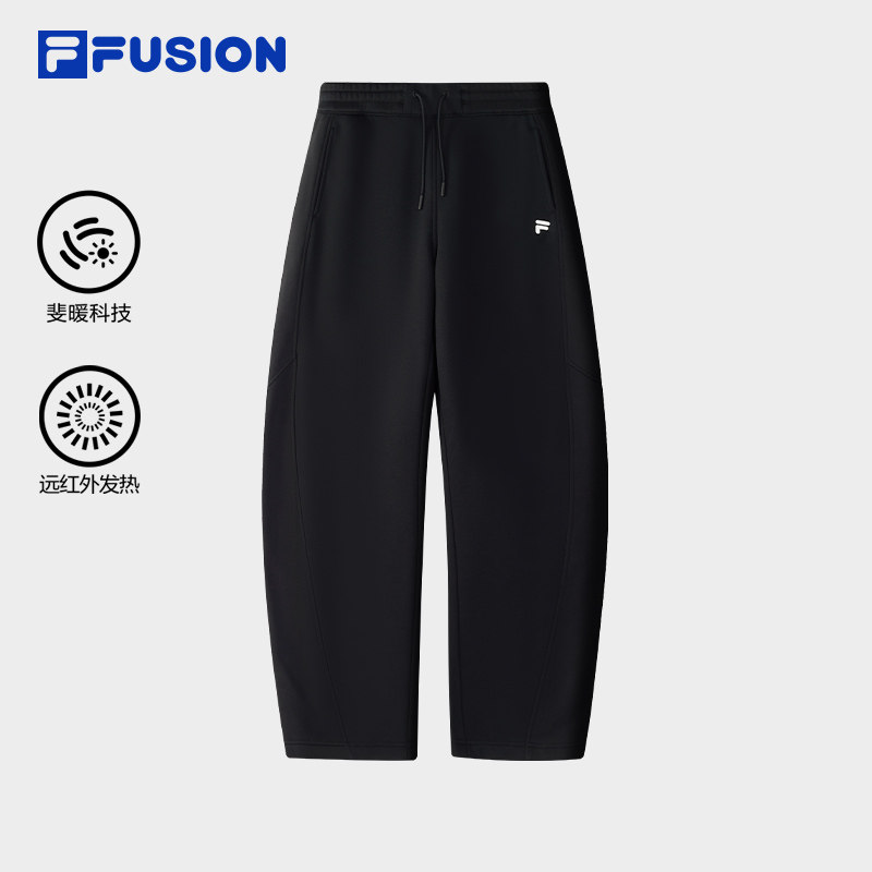 FILA FUSION斐乐潮牌针织长裤女2025冬季新款时尚宽松加绒休闲裤