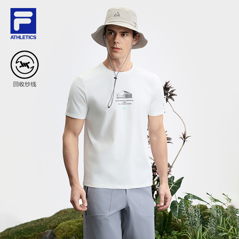 FILA 斐乐官方男子针织短袖衫2025夏新款基础简约户外运动圆领T恤