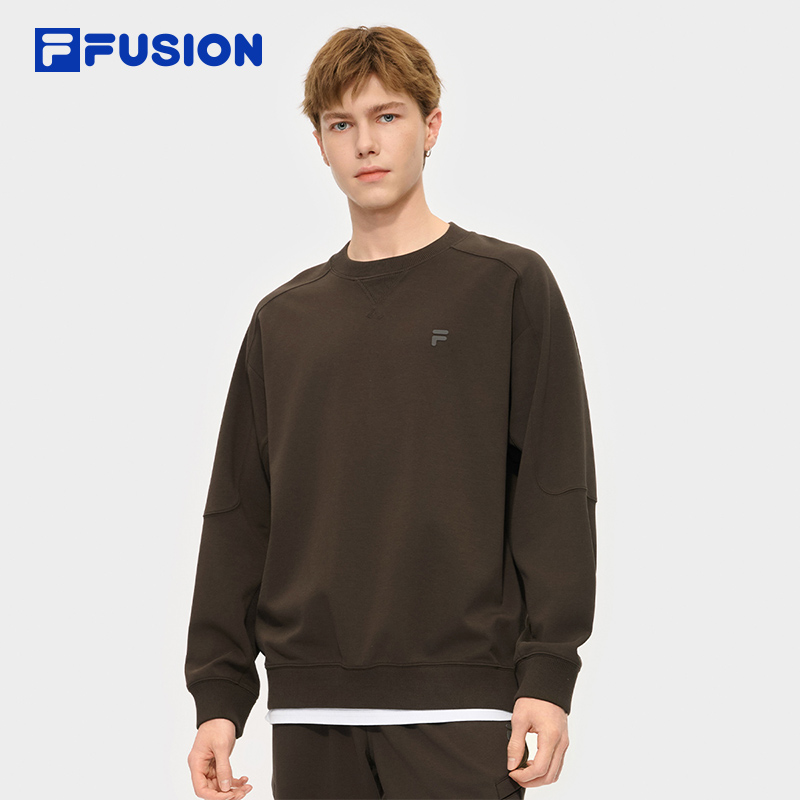 FILA FUSION斐乐潮牌男子套头卫衣2025冬季新款休闲宽松针织上衣