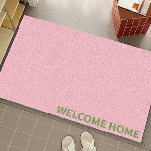 韩系纯色马卡龙丝圈入户地垫耐磨耐脏易打理pvc玄关门口地毯脚垫