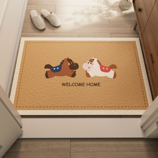 马年入户门地垫门口进门脚垫可裁剪丝圈进户门垫黄色玄关金色地毯