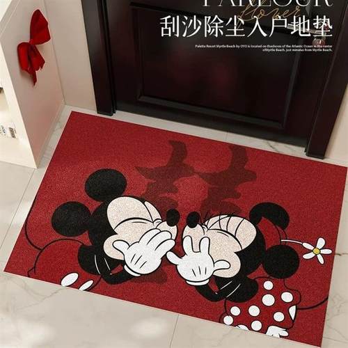 红色喜庆入户丝圈地垫婚房脚垫子