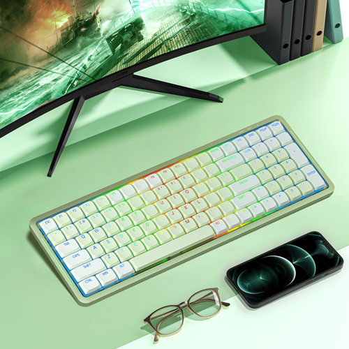 新贵SK01超薄矮轴机械键盘三模无线蓝牙电脑平板办公键盘透光键帽